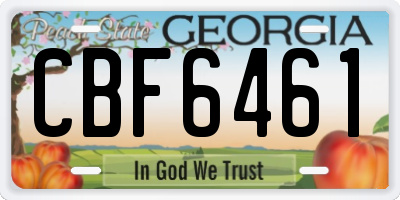 GA license plate CBF6461