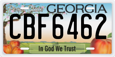 GA license plate CBF6462