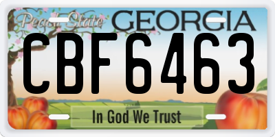 GA license plate CBF6463