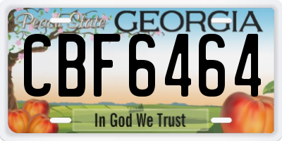 GA license plate CBF6464