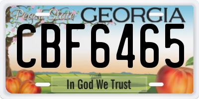 GA license plate CBF6465