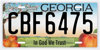 GA license plate CBF6475