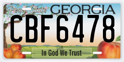GA license plate CBF6478
