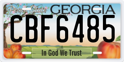 GA license plate CBF6485