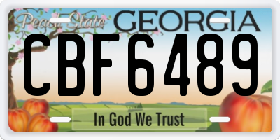 GA license plate CBF6489