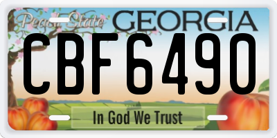 GA license plate CBF6490