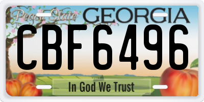 GA license plate CBF6496