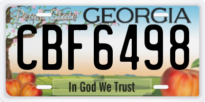 GA license plate CBF6498