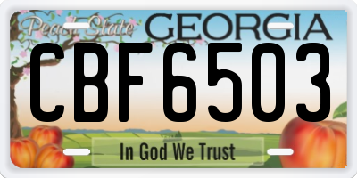 GA license plate CBF6503