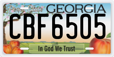GA license plate CBF6505