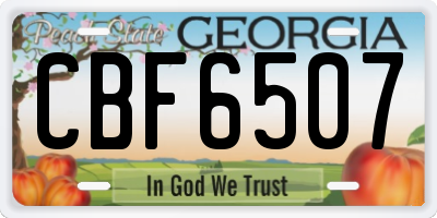 GA license plate CBF6507