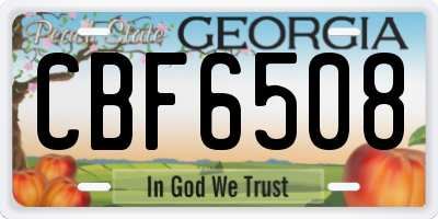 GA license plate CBF6508