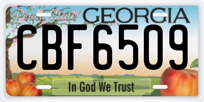 GA license plate CBF6509