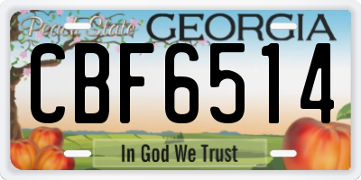 GA license plate CBF6514