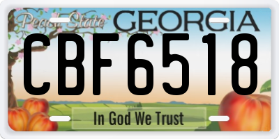 GA license plate CBF6518