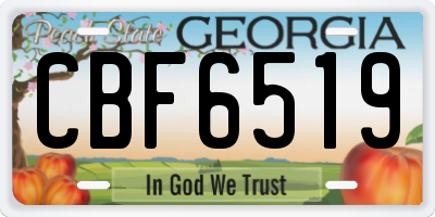 GA license plate CBF6519