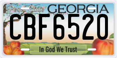 GA license plate CBF6520