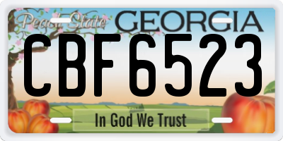 GA license plate CBF6523