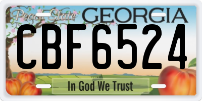 GA license plate CBF6524
