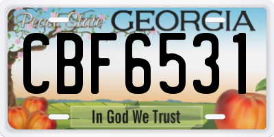 GA license plate CBF6531