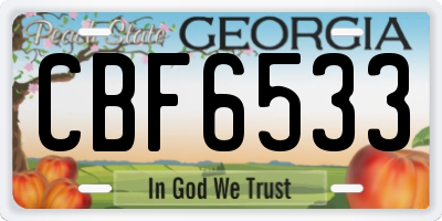 GA license plate CBF6533