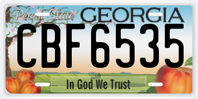 GA license plate CBF6535