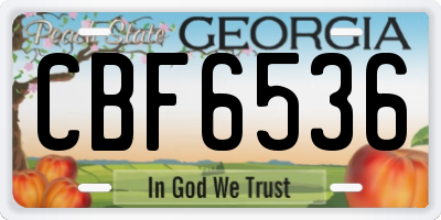 GA license plate CBF6536