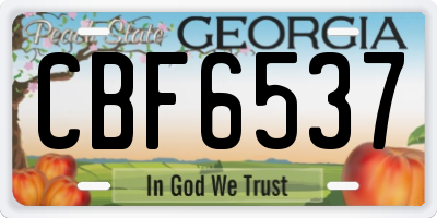 GA license plate CBF6537