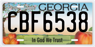 GA license plate CBF6538