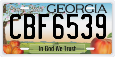 GA license plate CBF6539