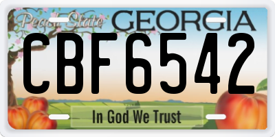 GA license plate CBF6542