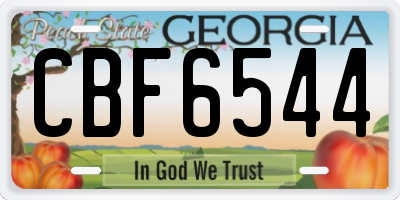 GA license plate CBF6544