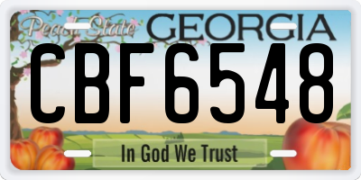 GA license plate CBF6548