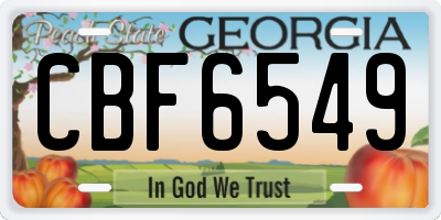 GA license plate CBF6549
