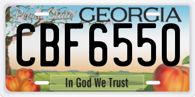 GA license plate CBF6550