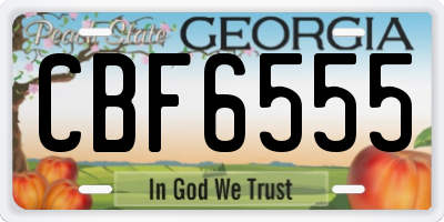 GA license plate CBF6555