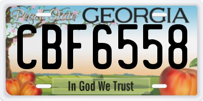 GA license plate CBF6558