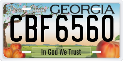 GA license plate CBF6560