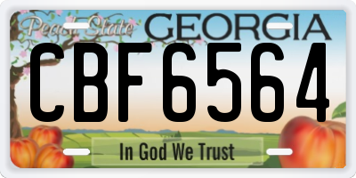 GA license plate CBF6564