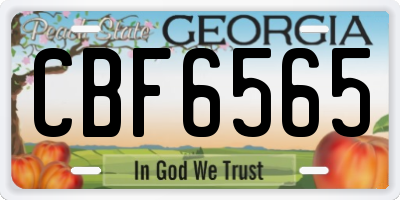 GA license plate CBF6565