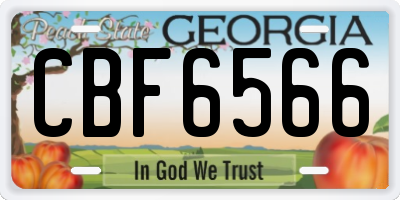 GA license plate CBF6566