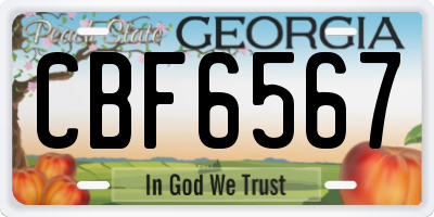 GA license plate CBF6567