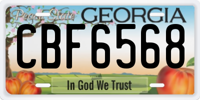 GA license plate CBF6568
