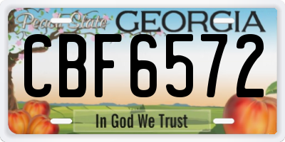 GA license plate CBF6572