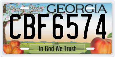 GA license plate CBF6574