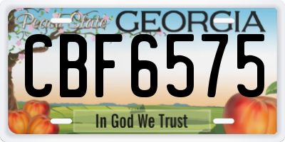 GA license plate CBF6575