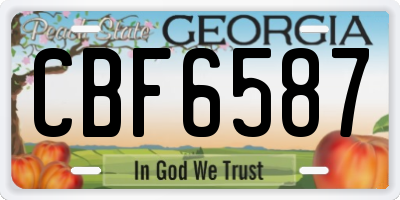 GA license plate CBF6587