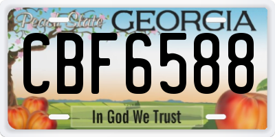 GA license plate CBF6588