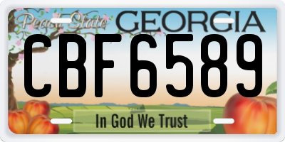 GA license plate CBF6589