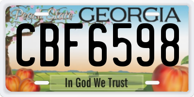 GA license plate CBF6598